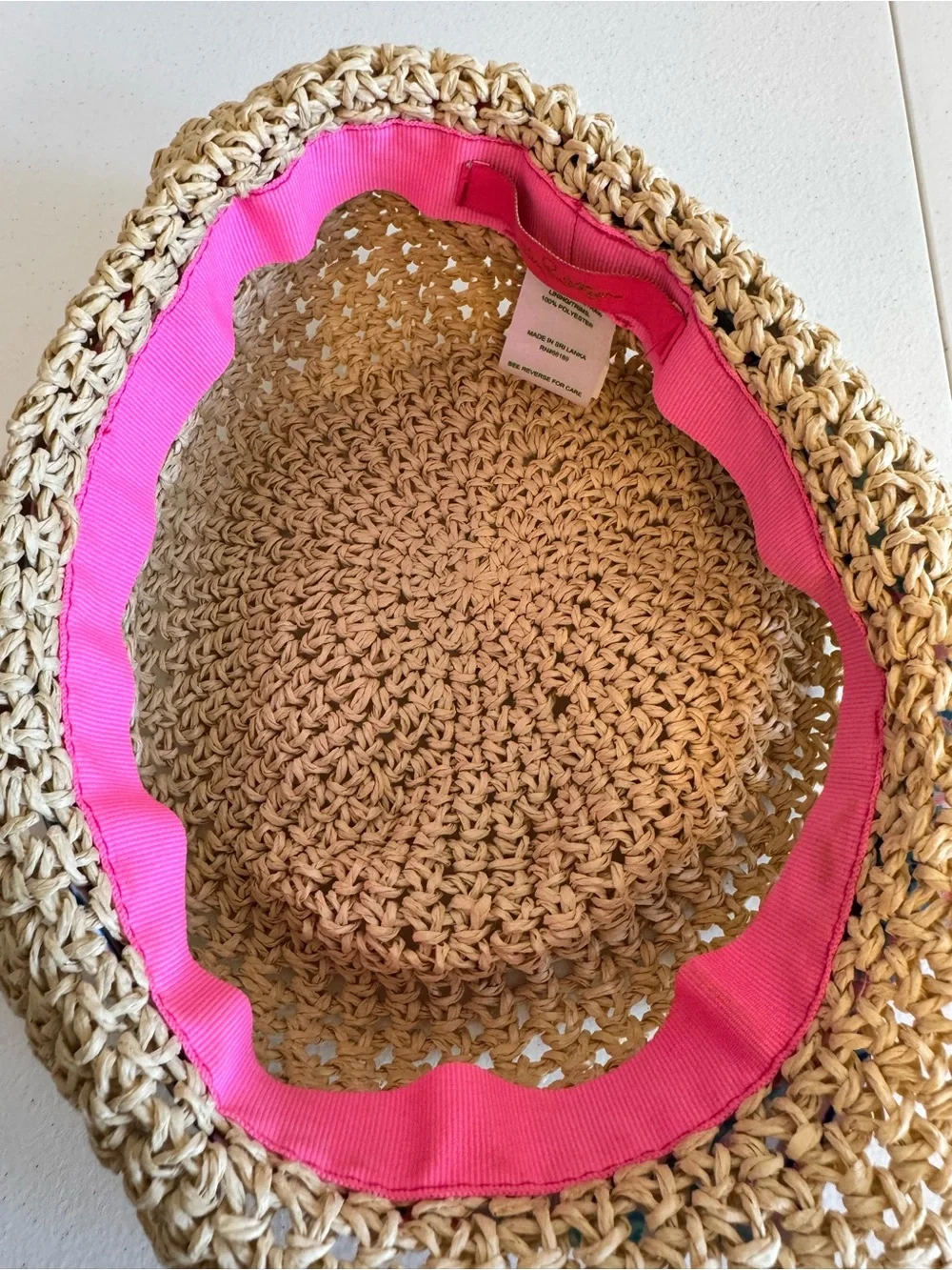 Lilly Pulitzer Straw Sun Hat with Pink & Blue Floral Band